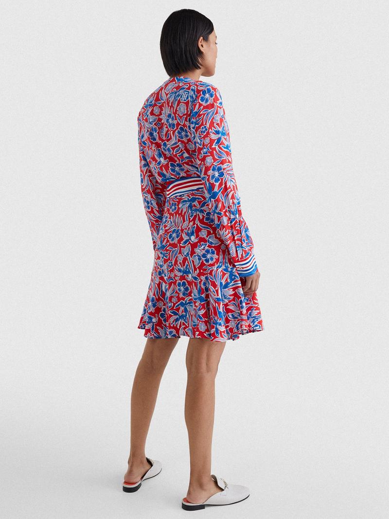 Női Tommy Hilfiger Floral Wrap Dresses Piros | HU 93BEX